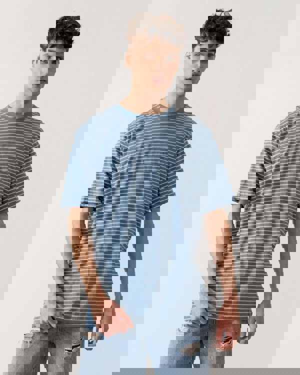 BOSS Orange Tales Stripe Mens T-Shirt - Open Blue 462