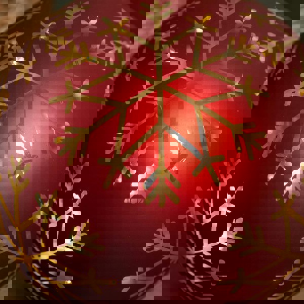 Samuel Alexander 15cm Battery Operated Light up Snowflake Glass Ball in Red with Warm White LEDs