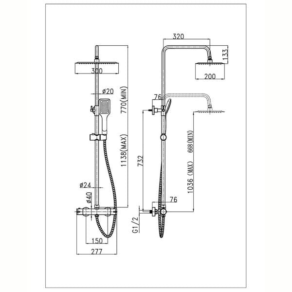 Flode Oval Thermostatic Shower Kit | Including Telescopic Riser Rail | Chrome