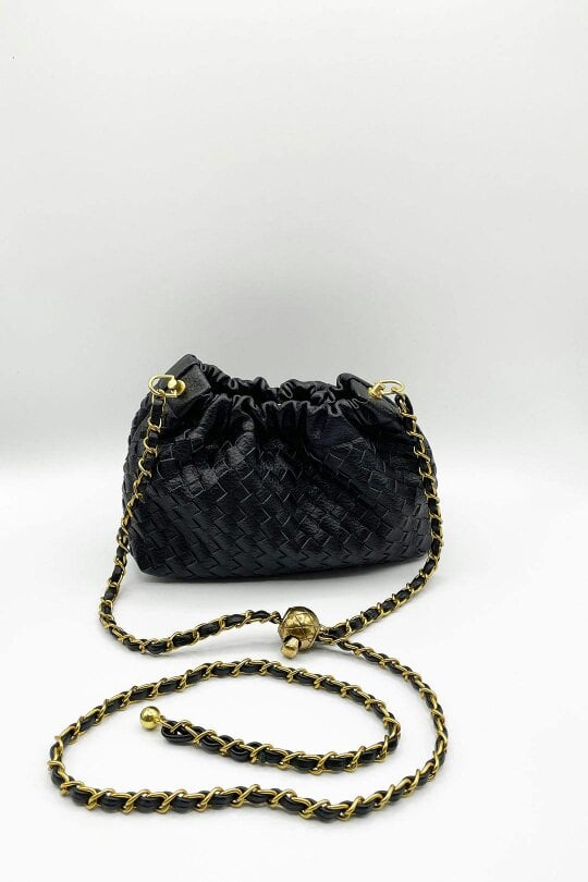 SVNX Woven Crossbody Handbag in Black