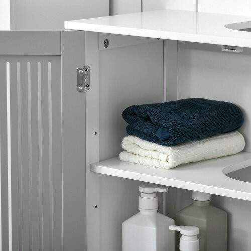 Wyld Haus Nelike Grey Under Sink Vanity Unit With Double Doors And Adjustable Shelving Modern Design