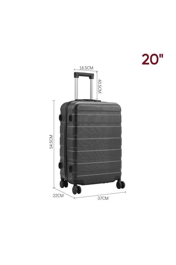 Living and Home Hardshell Rolling Luggage Trolley Travel Case, 20" Black