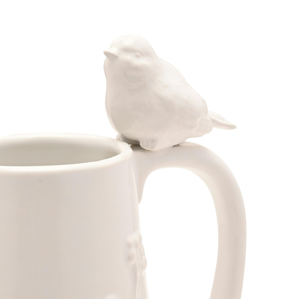Hestia Tall White Floral Bird Jug