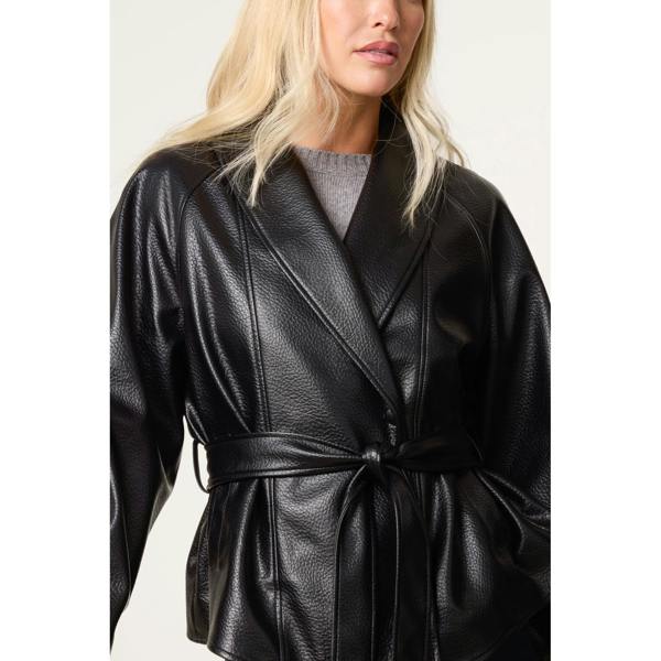 Blue Vanilla Peplum Wrap Belted Jacket