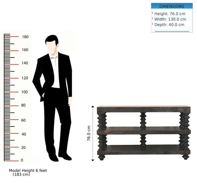 Artisan Furniture Spindle Shelf Console in Carbon Ash