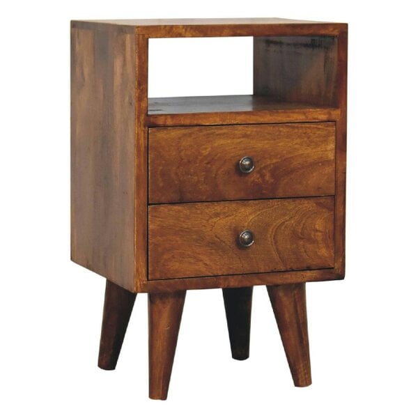 Wyld Haus Olbia Mini Classic Chestnut Mango Wood Bedside Table 2 Drawers