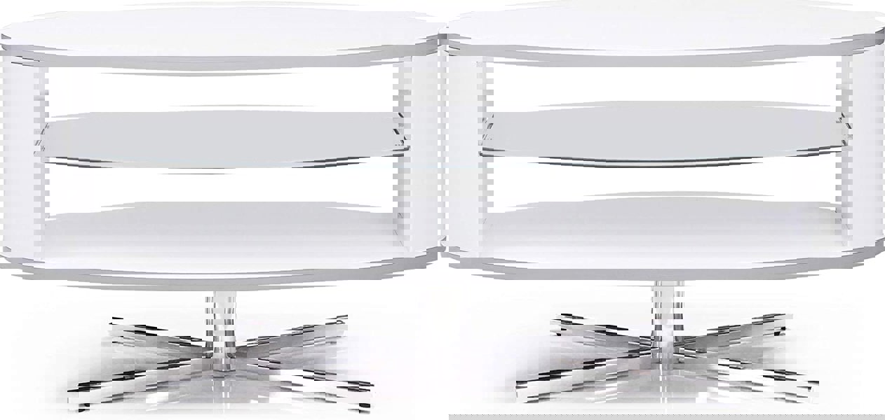 MDA Designs Orbit 1100WW Gloss White TV Stand with Gloss White Elliptic Sides for Flat Screen TVs up to 55"