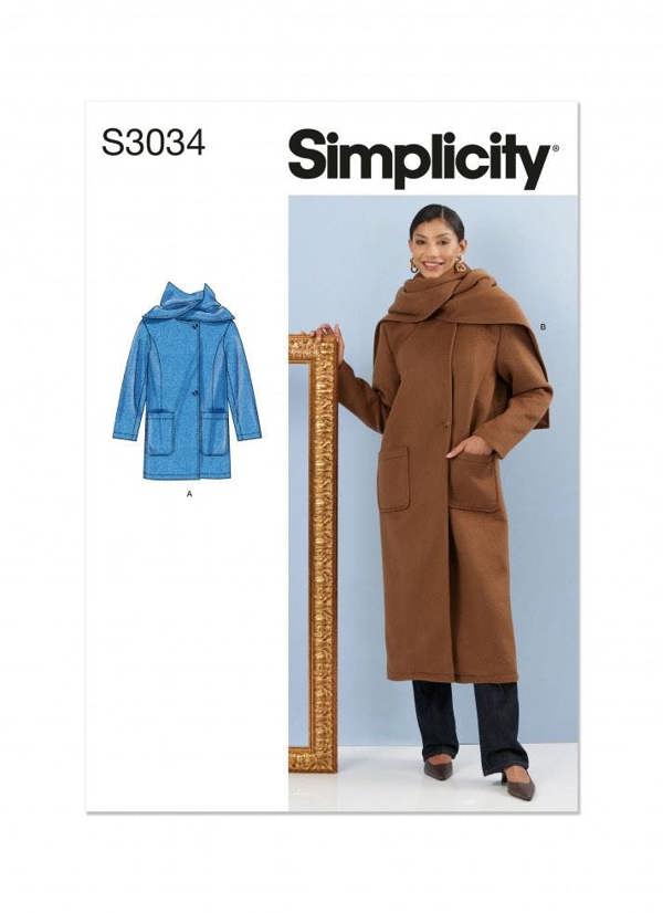 Simplicity Sewing Pattern 3034, Coats for Women, H5 (6-8-10-12-14) - Intermediate