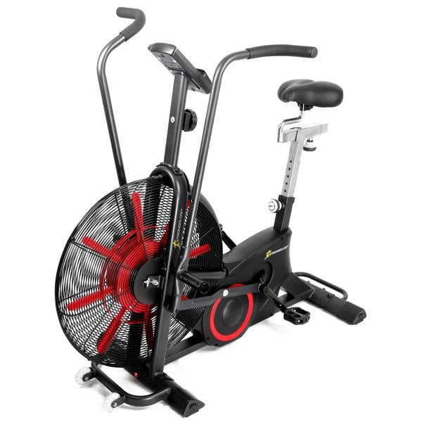 Homeology TITANIUM Assault Bike Adjustable Resistance Dual Belt Magnetic 24" Fan Professional Air Bike with Clear LCD Display