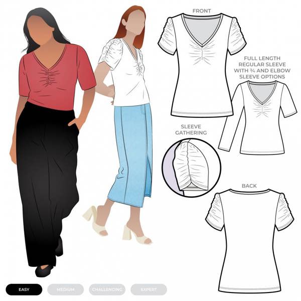 Style Arc Sewing Pattern Alice Knit Top - Tops for Women - Easy
