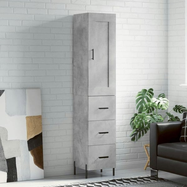 Berkfield Highboard Concrete Grey 34.5x34x180 cm Engineered Wood