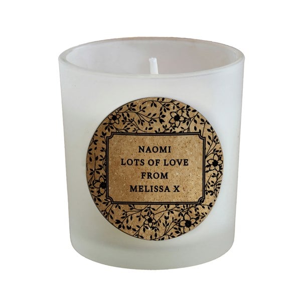 Personalised Memento Company Personalised Floral Cork Label Candle Jar