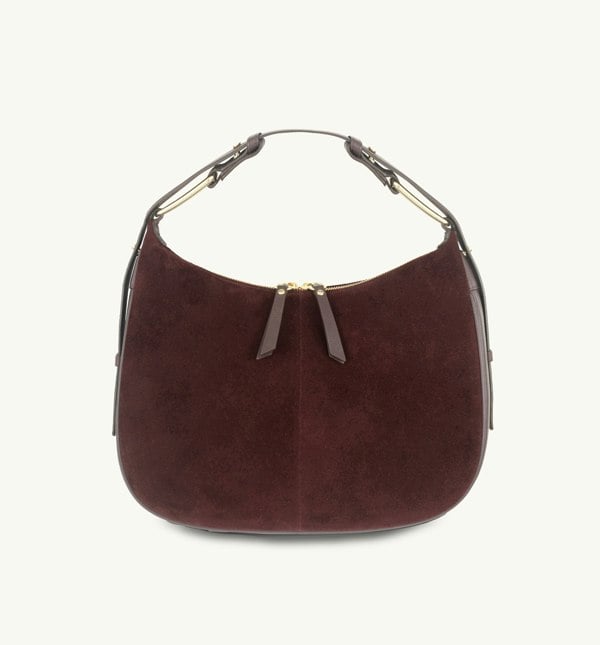 Apatchy London The Charlie Burgundy Suede Bag