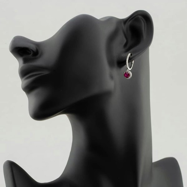 T. H. Baker 18ct White Gold Brilliant Cut Ruby & Diamond Hoop Earrings E39071GW18RB