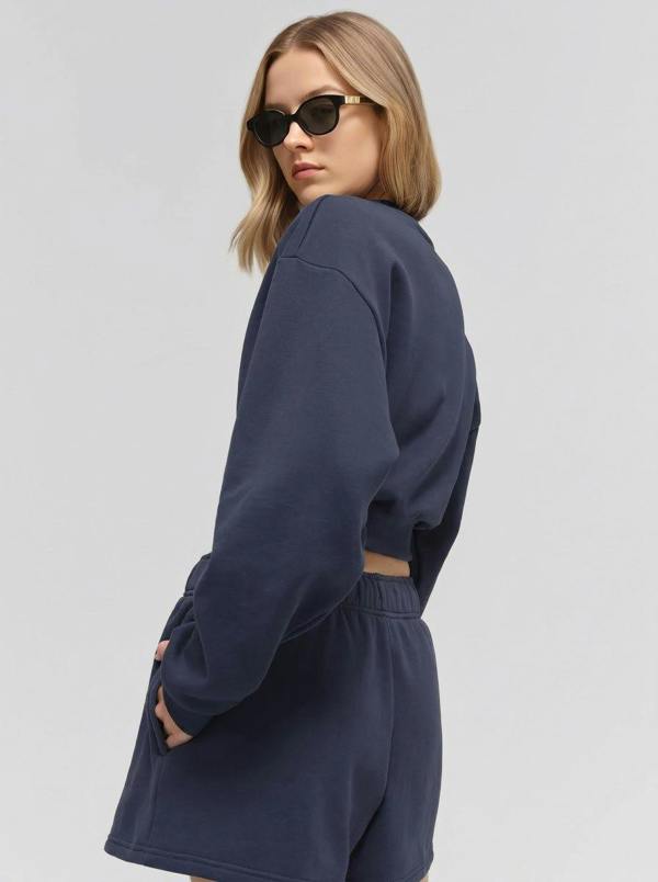 Anniou Cropped Crew Neck Pullover