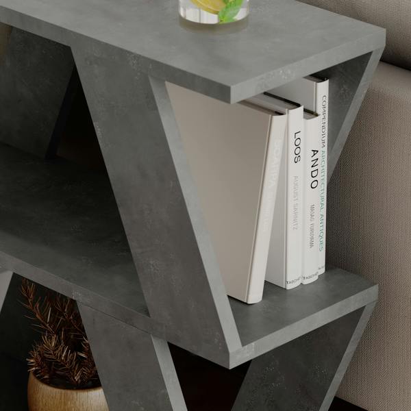 Decortie Lazena Modern 3-Tier Side Table, Slim Particleboard End Table H55.4cm