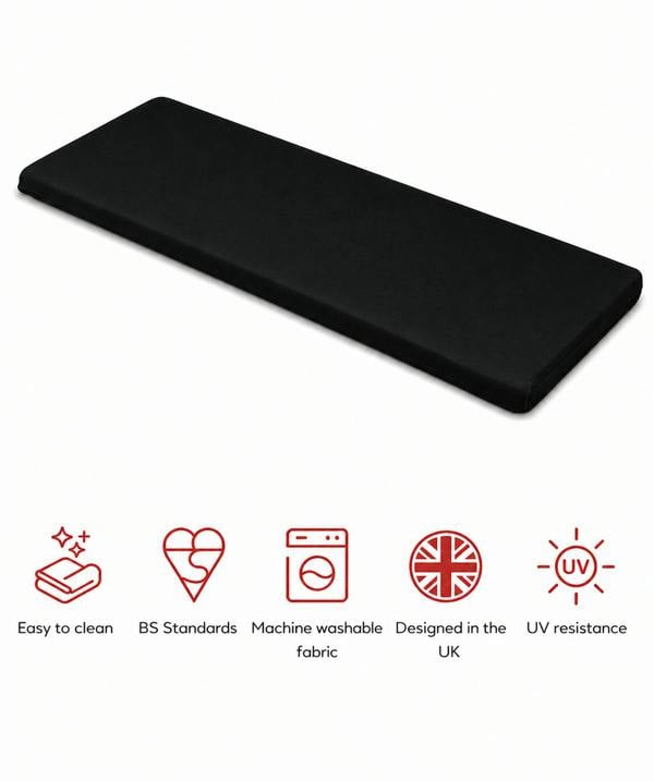SP Range 3 Seater Bench Pad Cushion Black The Garden Furniture Shop