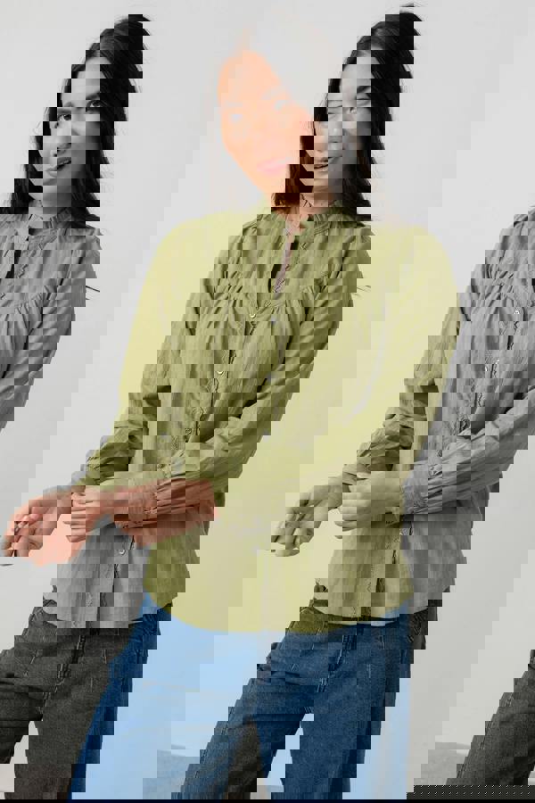 Wayfaring Organic Cotton Check Blouse Moss | Lily and Me Clothing