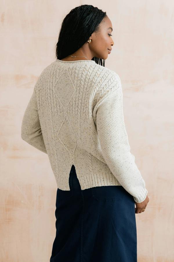Lily & Me Bryony Flecked Knit Cable Knit Jumper Ecru