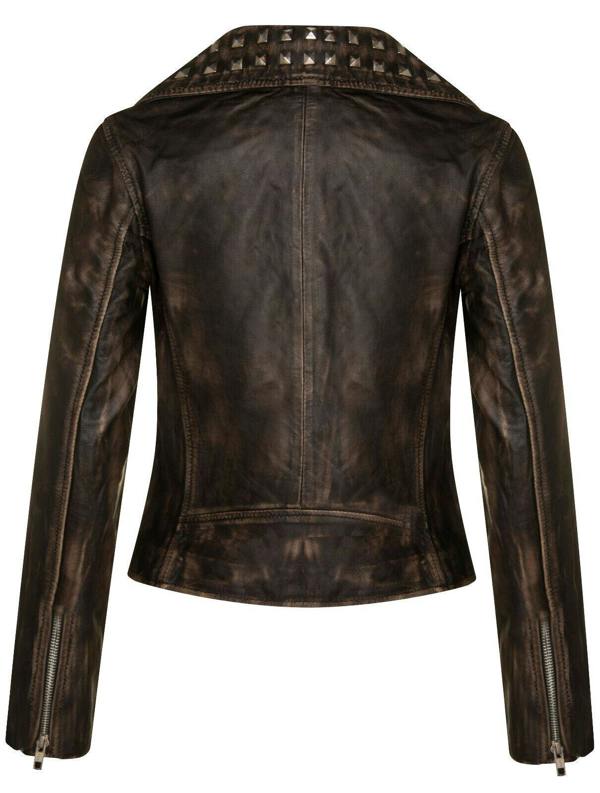 Infinity Leather Womens Gothic Biker Leather Jacket with Studs-Bilbao