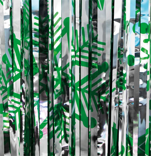 Cheetah Shimmer christmas Tinsel Curtain, 2M x 1M Green