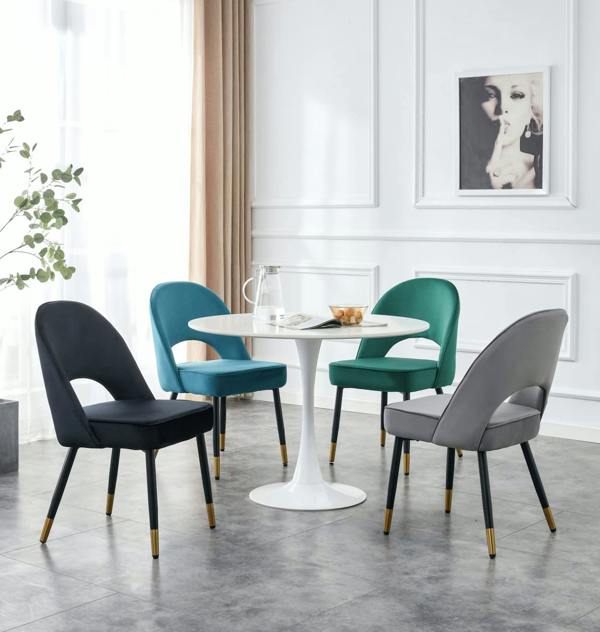 HYGRAD BUILT TO SURVIVE Padded Velvet Dining Chairs with Black Legs – Set of 2 | HYGRAD®