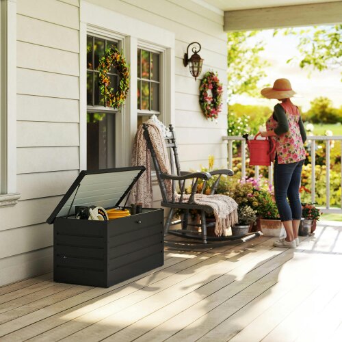 Wyld Haus Ronamo Dark Grey Galvanised Steel Garden Storage Box 311 Litre