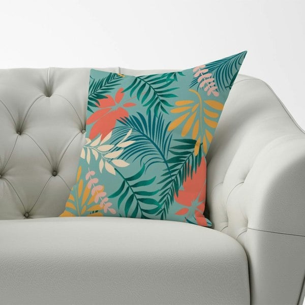 Warren Reed Abstract Bright Colorful Tropical Leaves Cushions