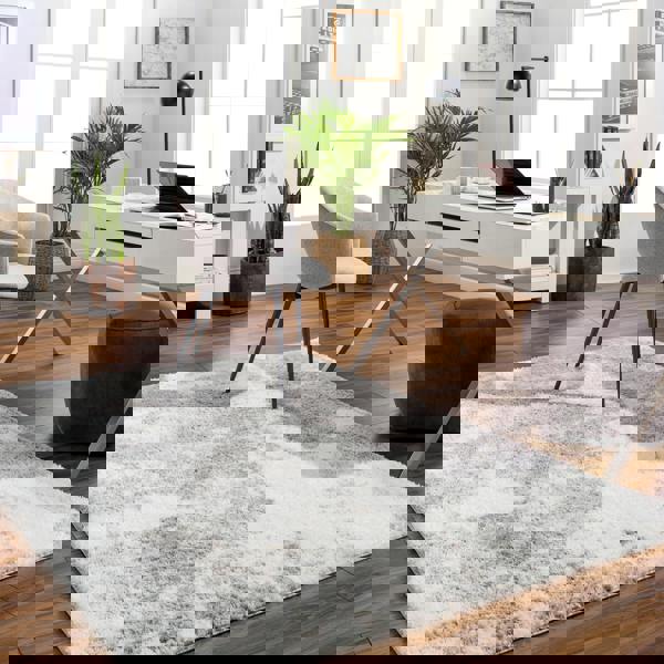 Livabliss Cloudy Shag-Modern Ivory Grey Soft Plush Pile Rug