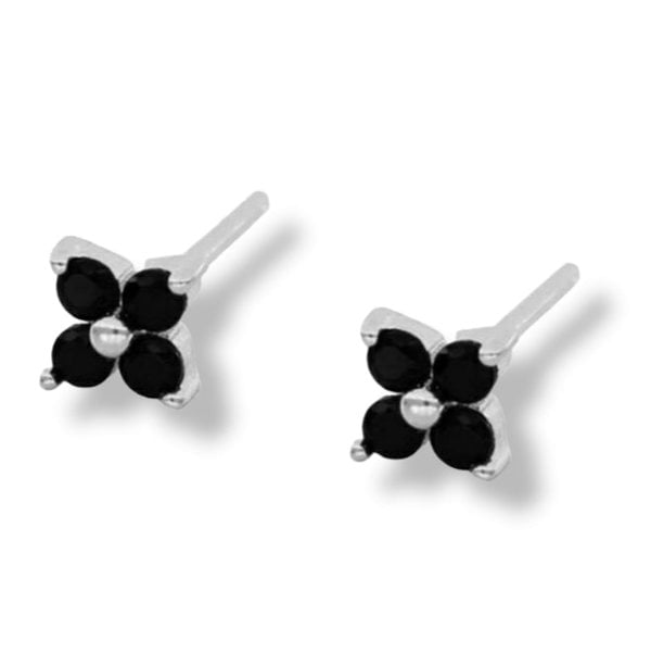 Gold Trip Black Crystal Flower Studs