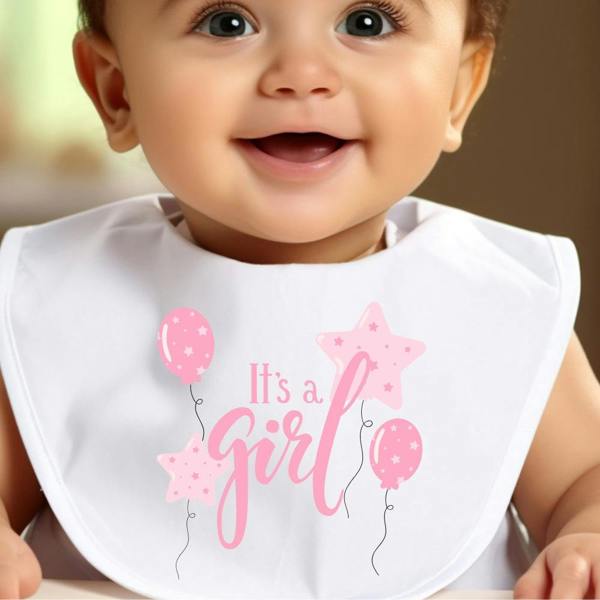 Personalised Pink It's a Girl Baby Grow, Vest or Bib with Name