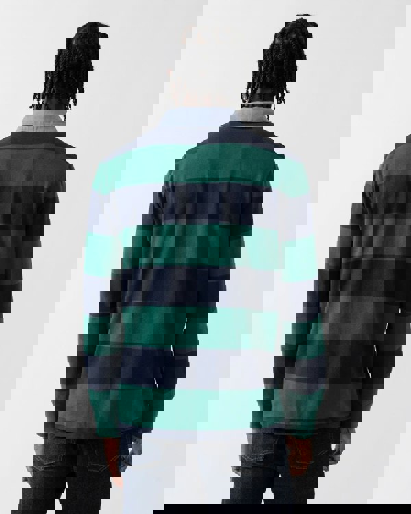 GANT Mens Regular Fit Chambray Stripe Heavy Rugger - 373 Deep Forest Green - CHO - Designer Mens Long Sleeve Polo Shirts