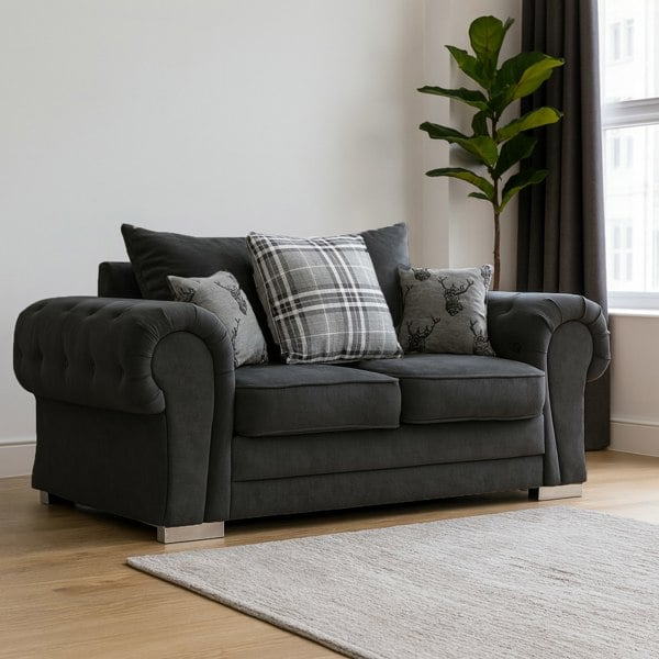 Furnishings For Less Milan Chesterfield Fabric 3 Piece Sofa Suite - Scatter Back