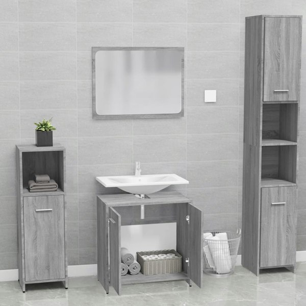 Berkfield Bathroom Furniture Set Grey Sonoma Engineered Wood