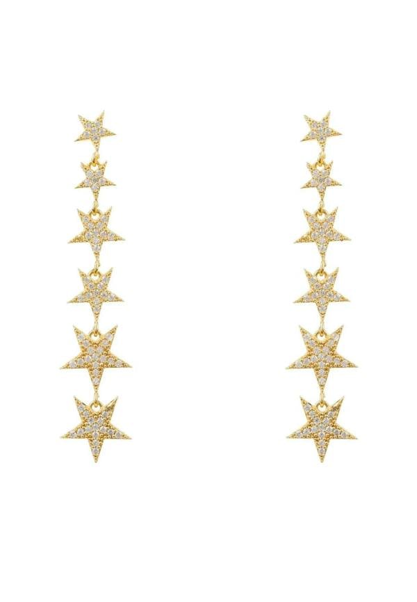 Graduated Star Drop Earrings Gold - LATELITA Earrings