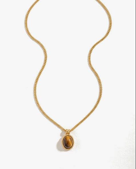 Elk & Bloom 14K Gold Drop Earth Stone Pendant Necklace
