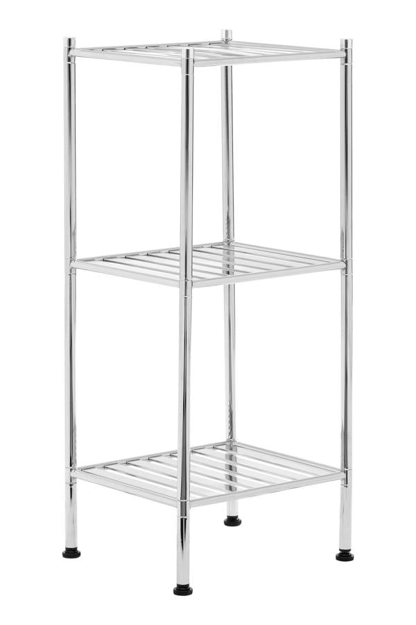 Micah 3 Tier Chrome Shelf Unit with Rubber Feet