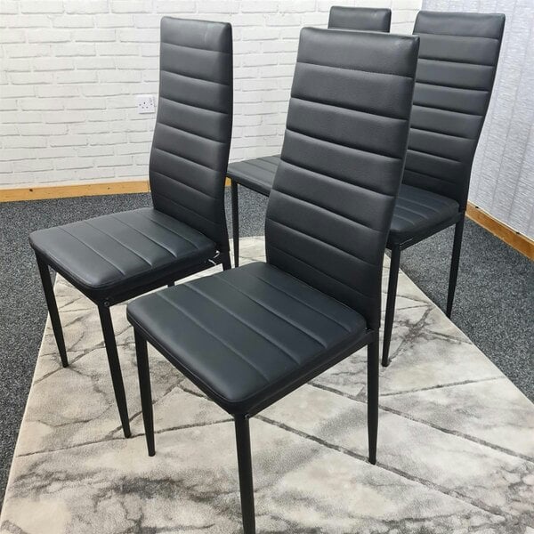 Kosy Koala Dining Chairs Set of 4 Black Leather Kitchen Chairs