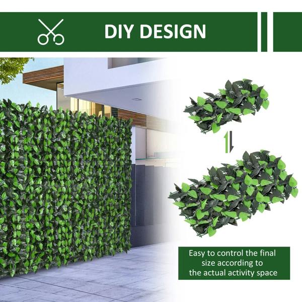 Artificial leaf hedge panel pieces with dense light and dark green leaves for privacy screens