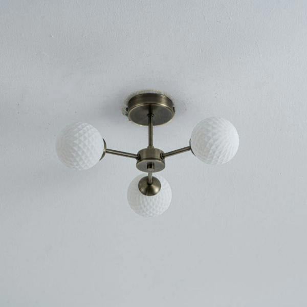 Pagazzi Lighting Lior 3-Light Antique Brass Semi-Flush Ceiling Light