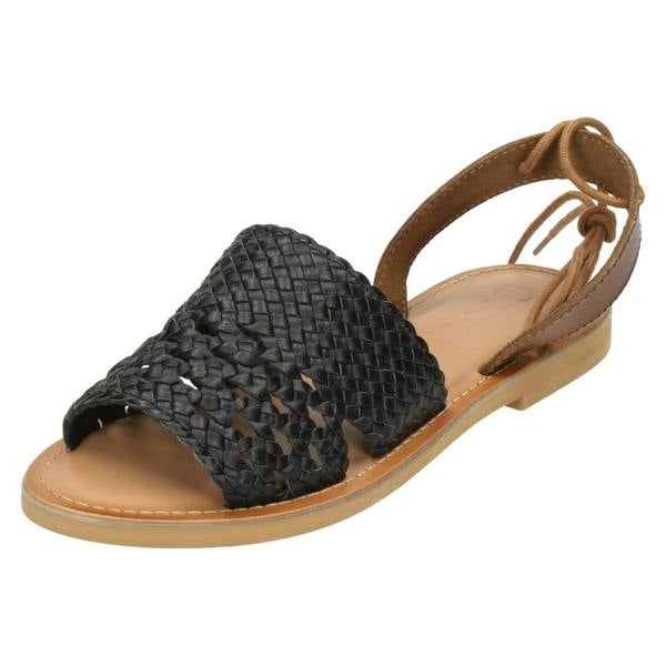 Leather Collection Ladies Leather Collection Flat Weaved Mule Sandals