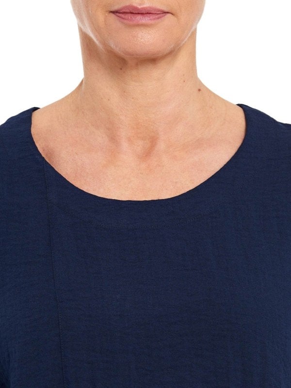 PennyPlain Asymmetric Hem Top - French Navy