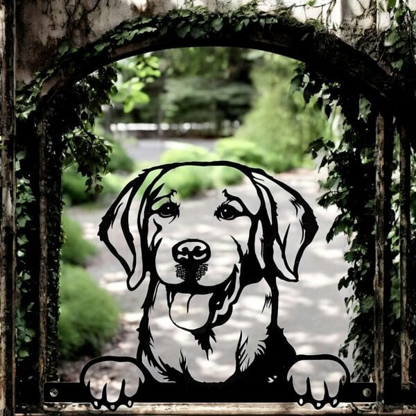EDH Door Hardware Metal Labrador Retriever Peeking Dog Silhouette – 28cm x 32cm | Decorative Metal Labrador Art for Home & Garden Décor