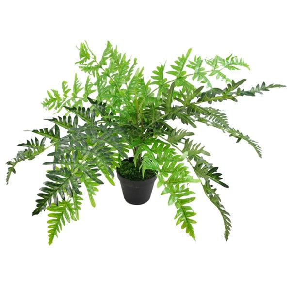 Leaf 60cm Hanging Copper Planter with Artificial Evergreen Fern Plant