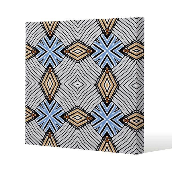 Benjamin Tate Design Abstract geometric roughly hatched shapes colored with hand drawn brush stokes (Canvas Print)