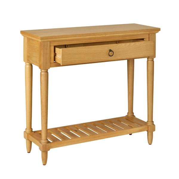 Statement Furniture Blenheim Oak Console Table. Slimline Wooden Hall Table with Storage