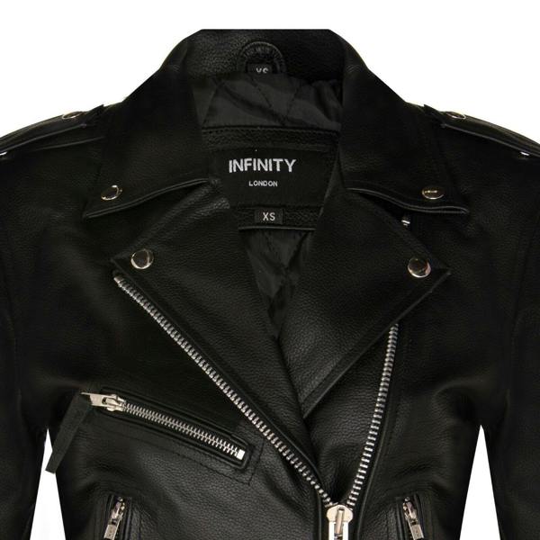 Womens Cowhide Leather Biker Jacket-Mansfield - Upperclass Fashions 