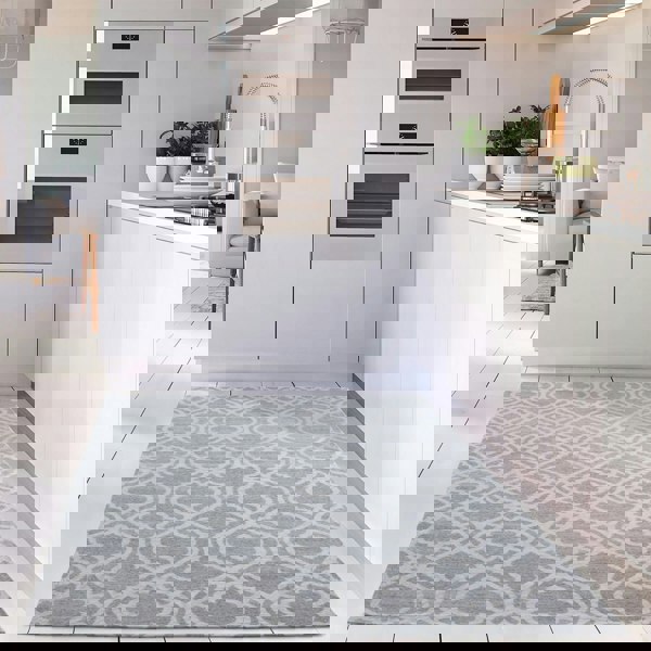 Machine Washable Flatweave Moroccan Rug Grey