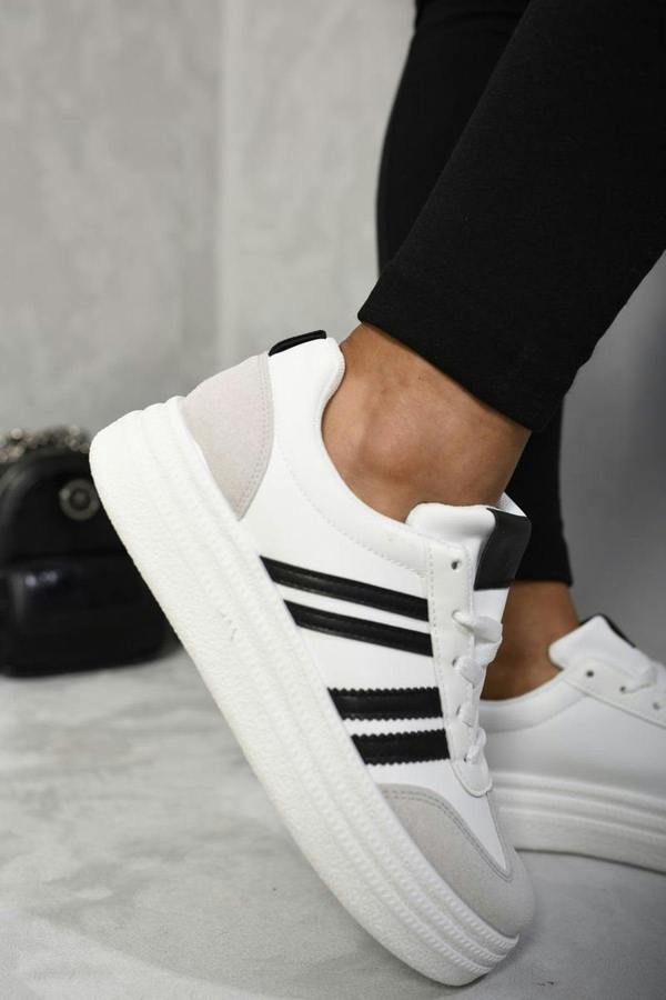 Annie Striped Lace Up Trainers - Black