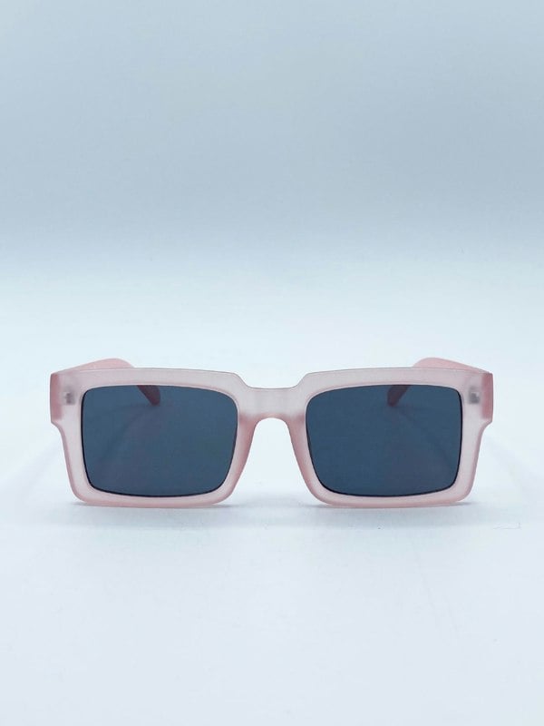SVNX Square Frame Sunglasses in Matte Pink with Black Lenses